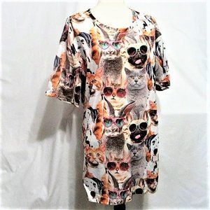 SECRET TREASURES SLEEPWEAR SM/MED CATS/DOGS/BUNNIES IN GLASSES SLEEP SHI…